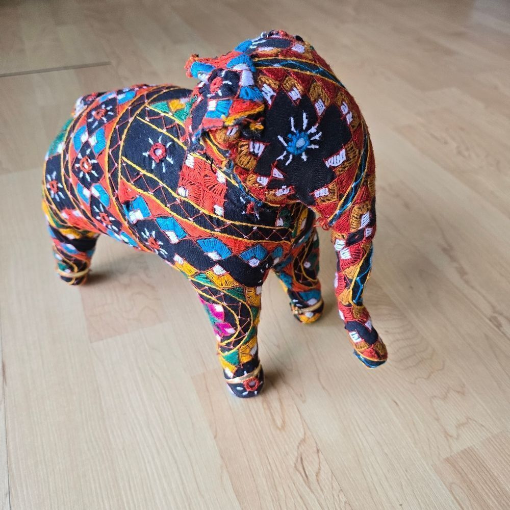 Stuffed‎ Elephant Patchwork Embroidered Folk Art